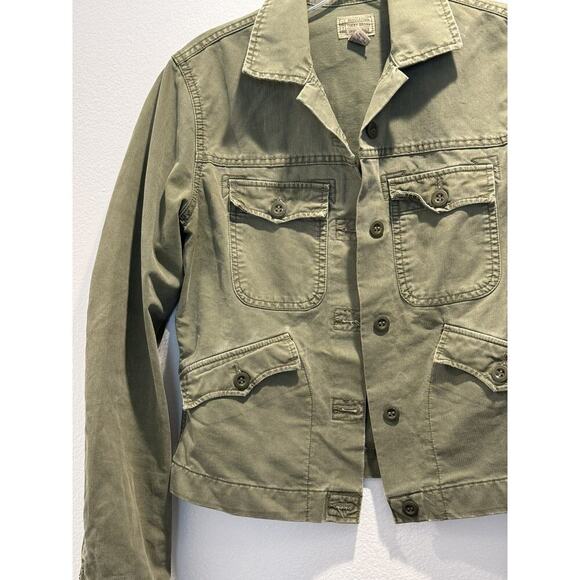 Lucky Brand Regulation Size Medium Jacket Green Military Distressed Pockets - Picture 2 of 7